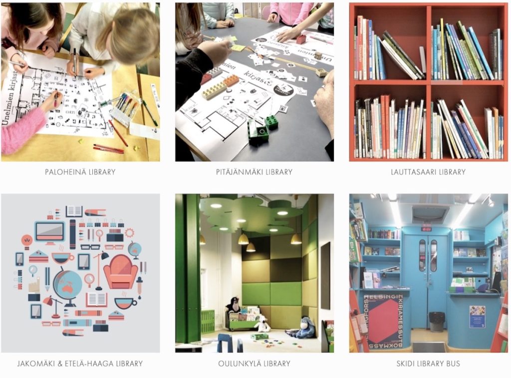 Screenshot of the web page of Pablo Riquelme. Six pictures of his different library projects