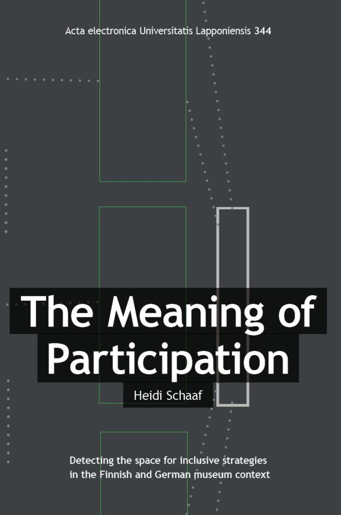 Cover art of Heidi Schaaf's dissertation. Dark grey with the title and a few rectangluar forms at the background.